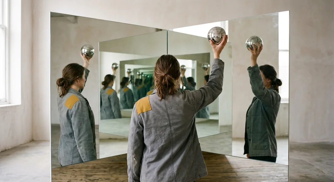 Google Nano Banana 2 — Two-Mirror Corner — Chrome Sphere run 3